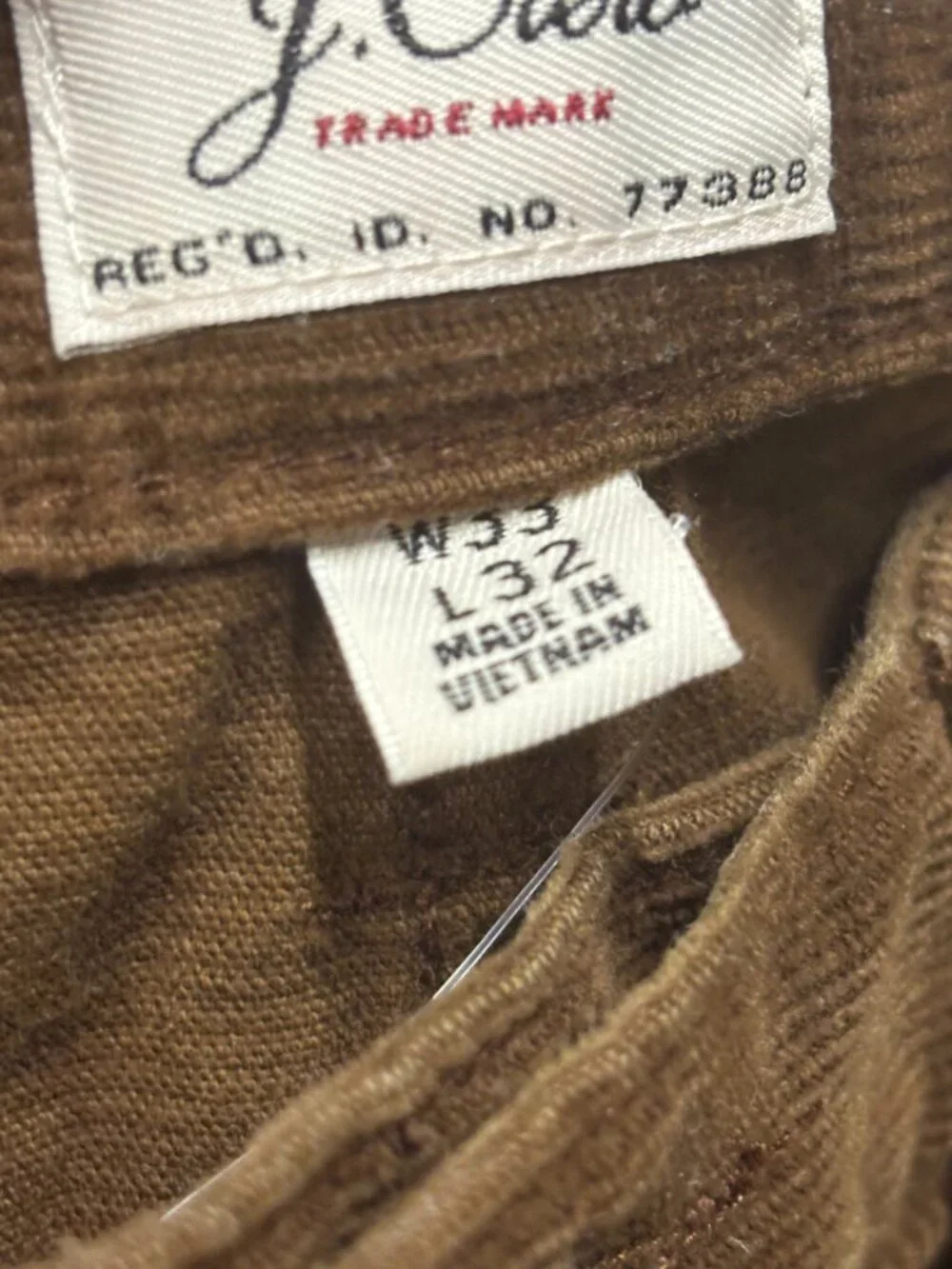 J. Crew 484 Slim Fit Corduroy Pants Mens Size 33x32 Brown Fine Cords Trousers